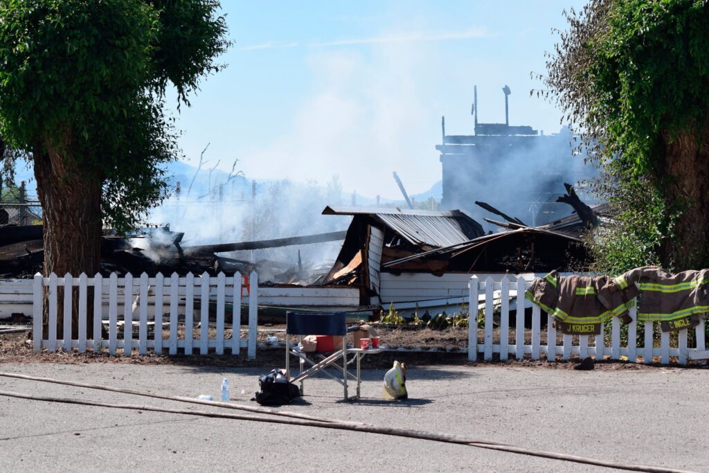 The remnants of Sacred Heart Church on the Penticton Indian Reserve in British Columbia.  James Miller / Penticton Herald, via Associated Press