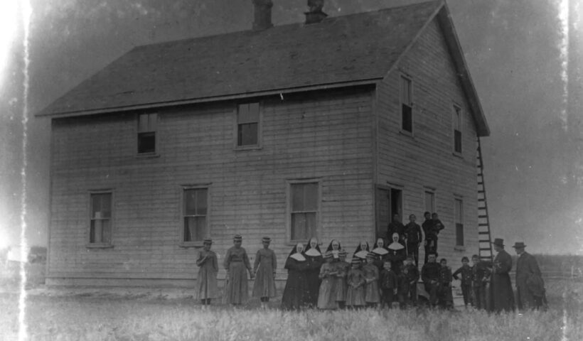 A photo of the original Thunderchild Residential School building. (Provincial Archives of Saskatchewan)