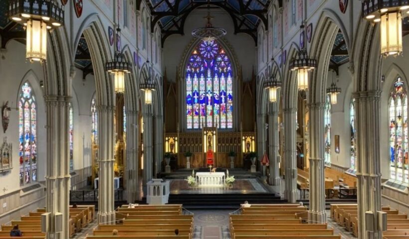 The $128-million renovation to St. Michael's Cathedral Basilica in Toronto was completed in September 2016, one year after Catholic Church groups told a judge that $3.9 million was all they could fundraise nationally for Canada's residential school survivors. (St. Michael's Cathedral Basilica / Facebook)