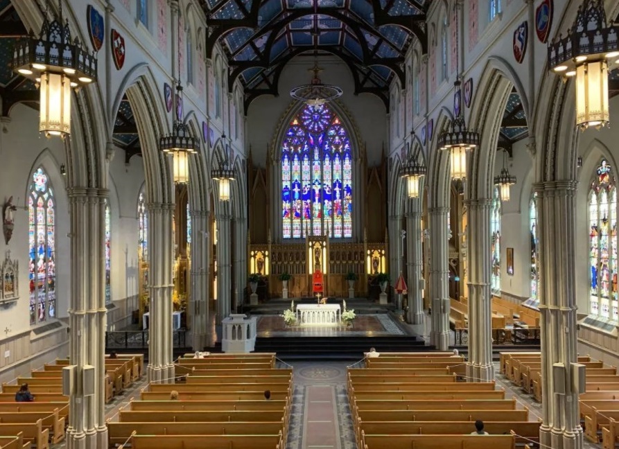 The $128-million renovation to St. Michael's Cathedral Basilica in Toronto was completed in September 2016, one year after Catholic Church groups told a judge that $3.9 million was all they could fundraise nationally for Canada's residential school survivors. (St. Michael's Cathedral Basilica / Facebook)