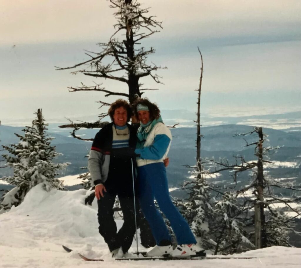 Peter on the slopes with his “Rabbit.”  Courtesy Jenny Grosvenor