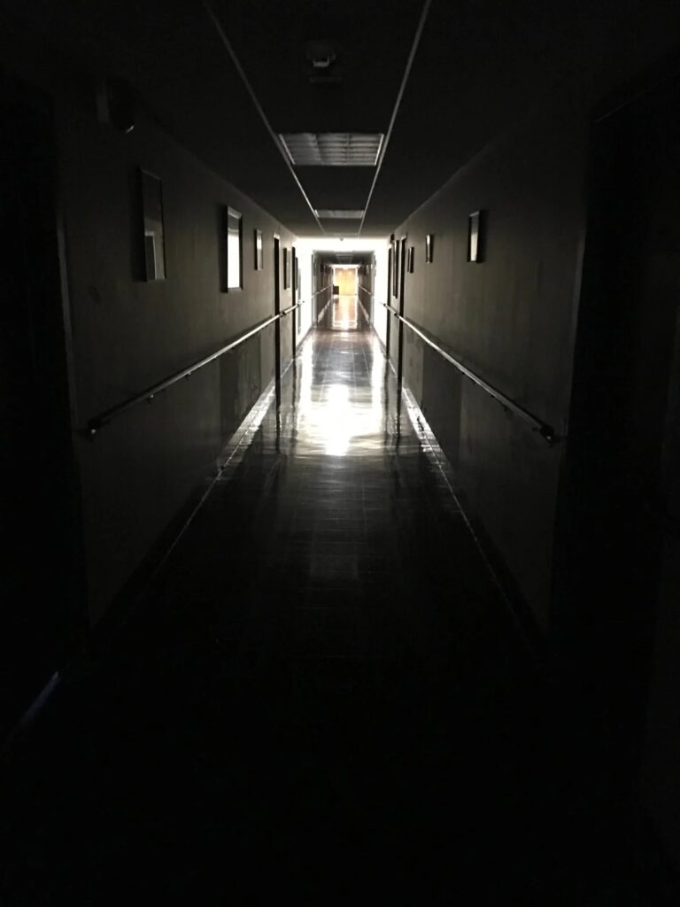 The dark hallways of the Stepinac priests’ quarters.  Courtesy Jenny Grosvenor