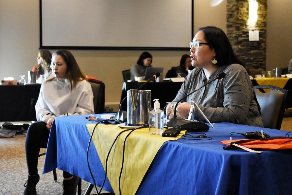 NTI president Aluki Kotierk speaks at a 2020 meeting in Iqaluit. In a letter to federal Justice Minister David Lametti, Kotierk asks the minister to take action on the file of Rev. Johannes Rivoire, a French Roman Catholic priest alleged to have abused Inuit children while working in Nunavut in the 1960s. (File photo)