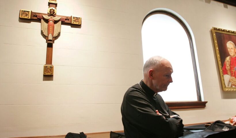 Cardinal Theodore McCarrick after a Mass for Pope John Paul II in 2005. Mr. McCarrick was later defrocked for sexual abuse.Credit...Stephen Crowley / The New York Times