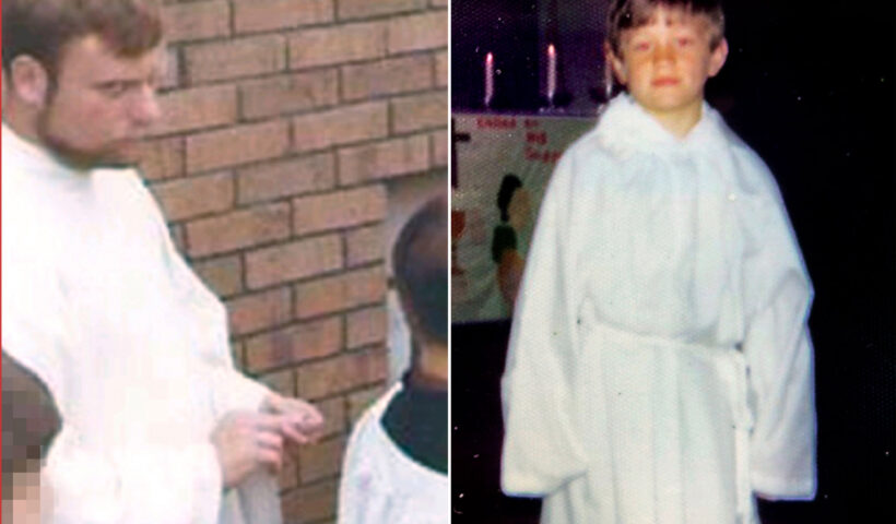 Cowen (right) said he was forced to perform oral sex on Father Stephen Gregory at the Church of Saint Rita.