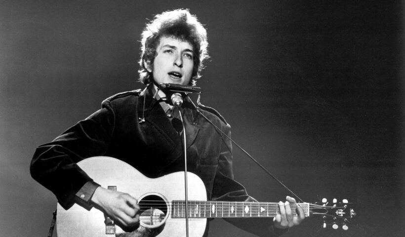 Bob Dylan performing at BBC TV Centre, London, on June 1, 1965. Val Wilmer / Redferns