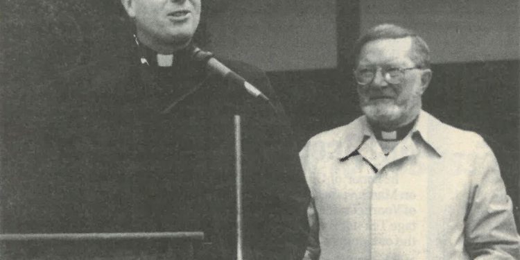 Albany Bishop Howard Hubbard, left, and Father James Daley in March 1997. Spotlight News Archive photo.
