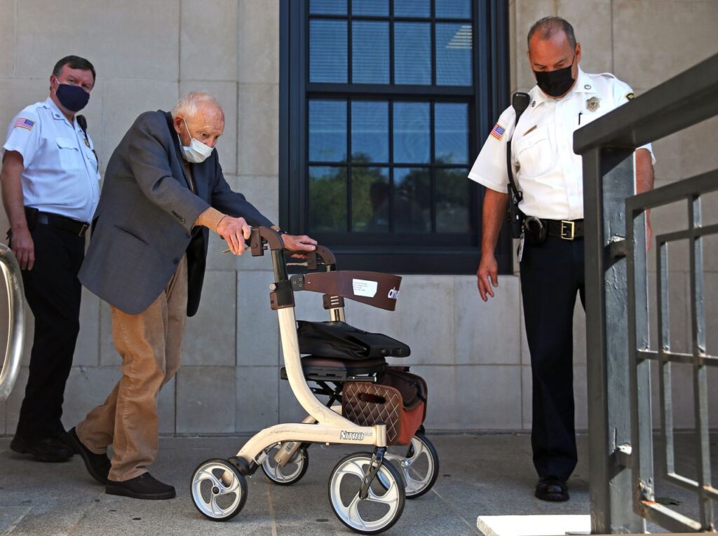 Defrocked Cardinal Theodore McCarrick left the courthouse after his arraignment. David L. Ryan / Globe staff