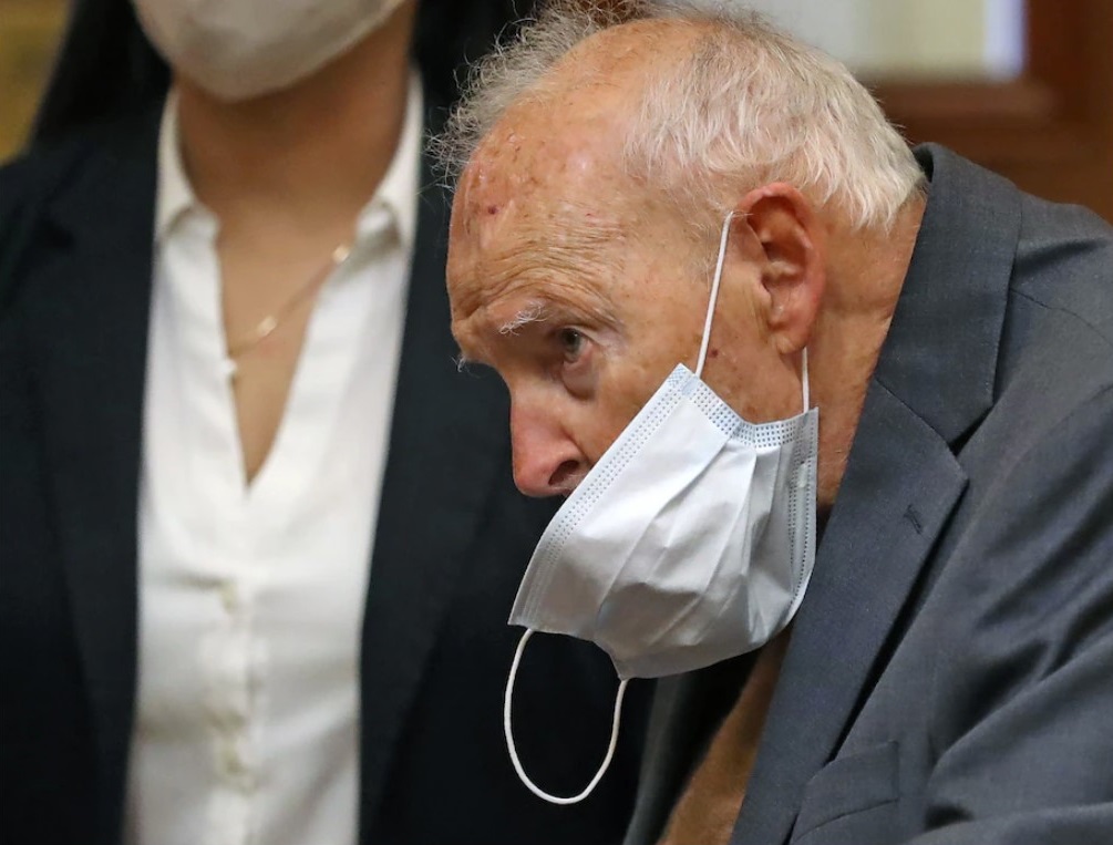 Former Roman Catholic cardinal Theodore McCarrick passes victims of clergy sexual abuse after facing charges of molesting a 16-year-old boy during a 1974 wedding reception at the district court in Dedham, Mass., on Sept. 3. (Brian Snyder / Reuters)