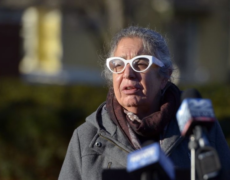 Jenny Coleman, director of Stop It Now!, speaks during a Jan. 7 press conference outside the Bishop Marshall Center. The Roman Catholic Diocese of Springfield contracted with the organization to conduct focus groups and surveys with abuse survivors. (Don Treeger / The Republican)