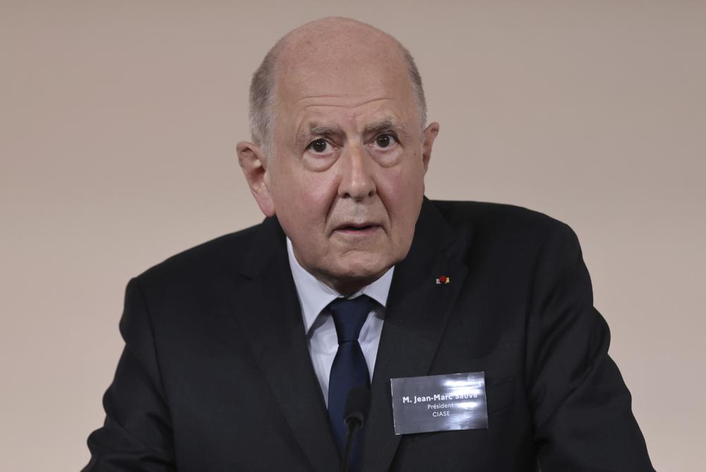 Commission president Jean-Marc Sauve speaks during the publishing of a report by an independant commission into sexual abuse by church officials (Ciase), Tuesday, Oct. 5, 2021, in Paris. A major French report released Tuesday found that an estimated 330,000 children were victims of sex abuse within France's Catholic Church over the past 70 years, in France's first major reckoning with the devastating phenomenon. (Thomas Coex, Pool via AP)