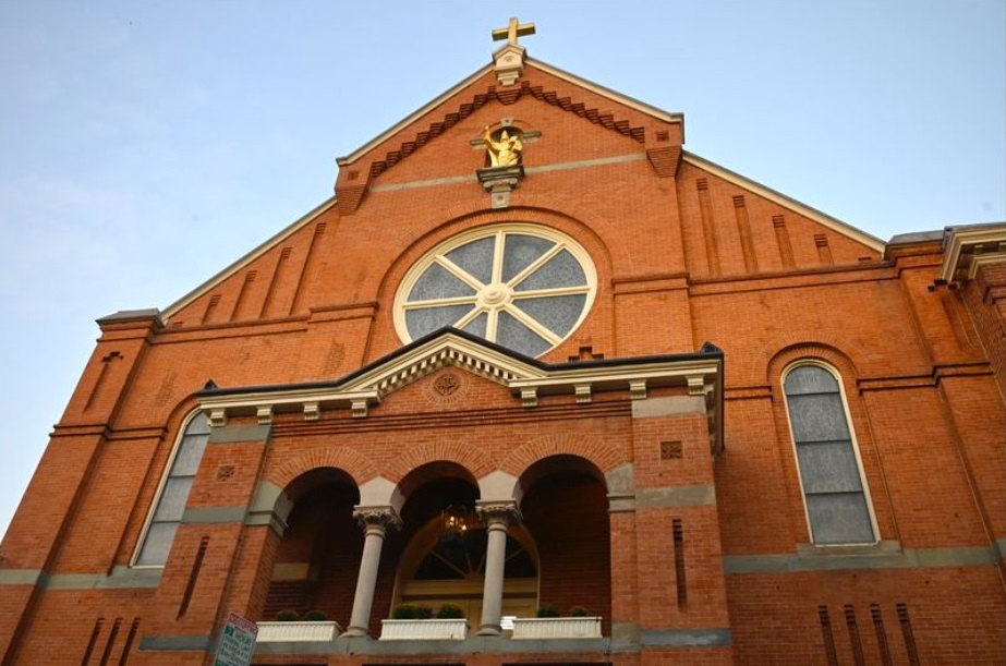 The exterior of St. Leo the Great Roman Catholic Church in Little Italy. (Ulysses Muñoz / The Baltimore Sun)