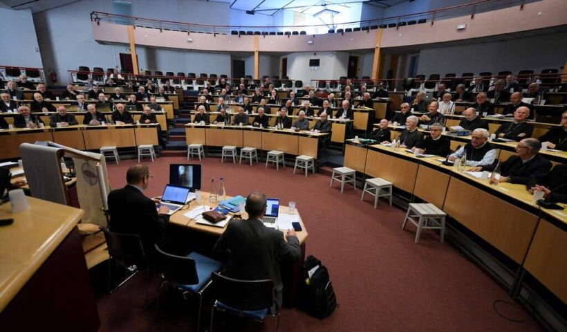 The annual Bishops’ Conference of France began Tuesday. The morning after the release of the report in October, Éric de Moulins-Beaufort, the archbishop of Reims and the president of the conference, declared church law “superior to the laws of the Republic.”Credit...Valentine Chapuis/Agence France-Presse — Getty Images