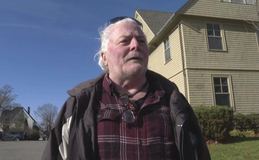 Survivor Richard Eldridge speaks at the chancery of the Diocese of Fall River. Still from video