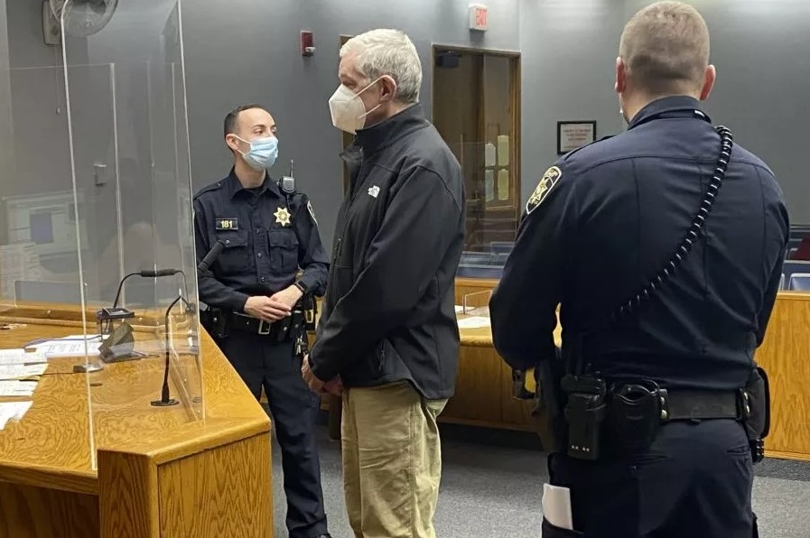 Father James Jackson, FSSP, appearing at a Nov. 15 arraignment before the Rhode Island District Court. (photo: Courtesy photo / Joe Bukuras / CNA)