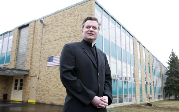 The Rev. David M. Bialkowski was accused by a former altar server of inappropriate touching in 2011. Two more accusers came forward shortly after that. Bialkowski was removed from priestly duties and now lives across the street from the William J. Grabiarz School of Excellence playground in Buffalo. (File photo / The Buffalo News)