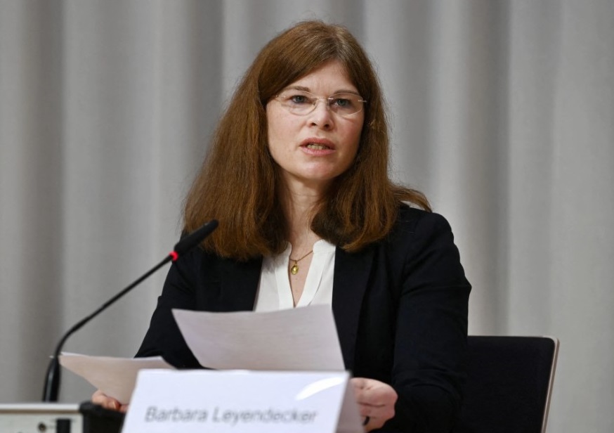 Lawyer Barbara Leyendecker speaks at a news conference about a survey on allegations of sexual abuse in the Archdiocese of Munich and Freising between 1945 and 2019, in Munich, Germany, January 20, 2022. Sven Hoppe / Pool via REUTERS