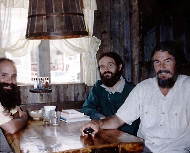 Twelve Tribes members Bob Brooks, Gary Long and the group’s founder Eugene Spriggs seated together around 1982