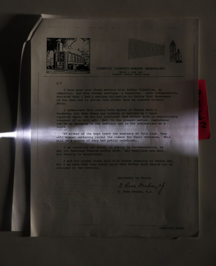 The Rev. Pat Koch was allowed to advance within the Society of Jesuits order even as Jesuit leaders knew he had sexually abused boys. Confidential records from the Order's province in St. Louis show that in the 1960s, the Jesuit school in Corpus Christi feared the boys would make their accusations public and that would be a "source of very bad public relations," one leader wrote.(Tom Fox / Staff Photographer )