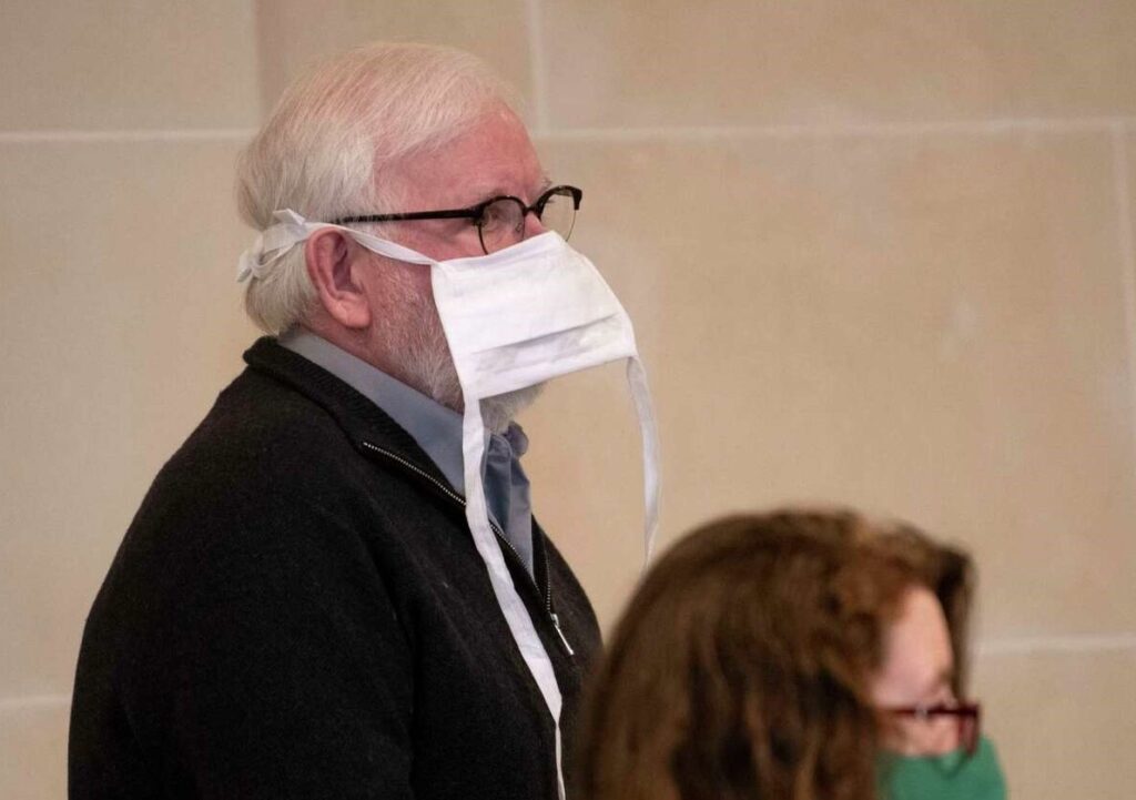Mark Haight, a priest accused of abuse, is seen in court in a child abuse lawsuit against the diocese in front of Judge Mackey at the Albany County Court House on Friday, March 11, 2022 in Albany, N.Y.