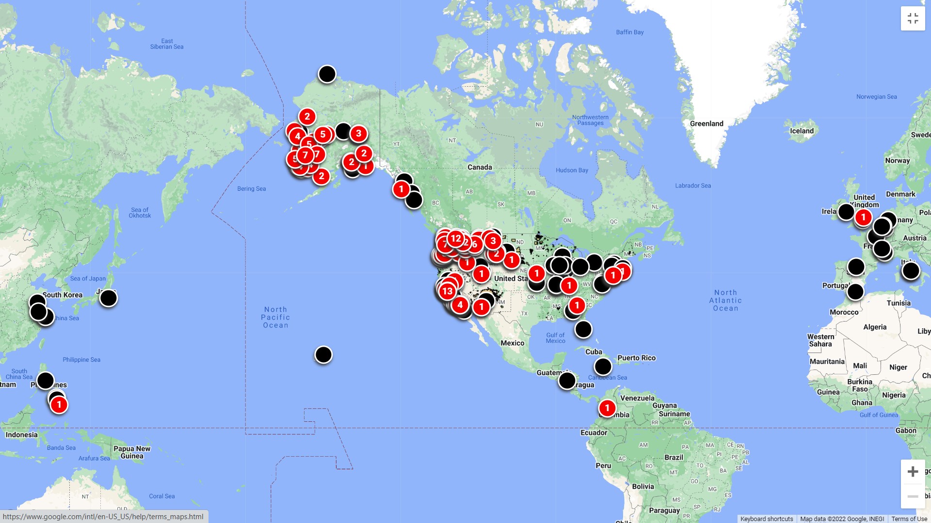 Desolate Country: Mapping Catholic Sex Abuse in Native America. Screen image of dynamic map.