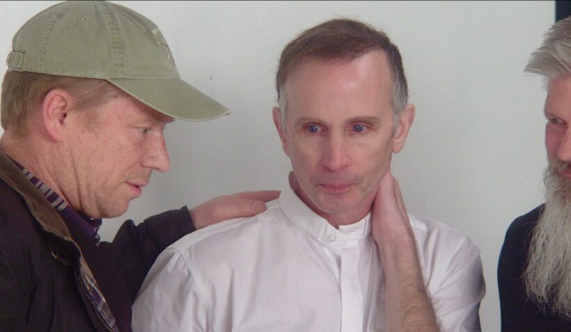 Ed Gavagan, Michael Sandridge and Dan Laurine in a scene from Procession, a documentary that follows six men, all survivors of childhood sexual abuse by Catholic priests and clergy, who come together to direct a drama therapy-inspired experiment designed to collectively work through their trauma - Courtesy of Netflix