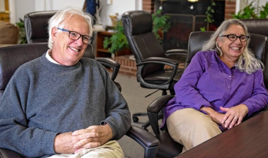 Peter Pollard of Amherst is the first recipient of the Stop It Now! Founders Award. Jenny Coleman is the executive director of Stop It Now!, which focuses on getting potential perpetrators the help they need before they sexually abuse a child. Staff Photo / Carol Lollis