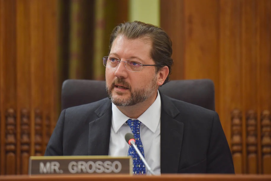 Councilmember David Grosso speaks during a D.C. Council hearing in May 2017. His experience as a sex abuse victim inspired him to help pass a law creating a two-year window for D.C. victims to sue their assailants. (Jahi Chikwendiu/The Washington Post)