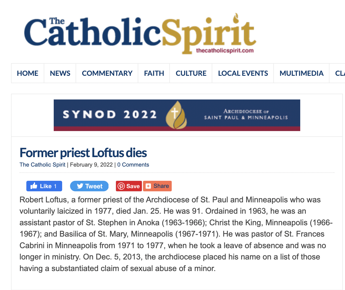 Archdiocese of Saint Paul-Minneapolis announces synod