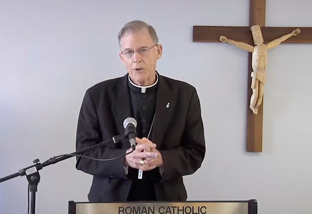 Archbishop John Wester of Santa Fe, New Mexico, shown in a November 2022 file photo, supports the creation of a public archive of clergy sexual abuse documents to be housed at the University of New Mexico. "I think one way to bring healing is through transparency," he said. (CNS screen grab/YouTube, Archdiocese of Santa Fe)