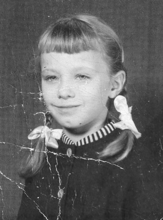 Patricia Butkowski, then Patricia Harkins, as a seven year old in a school photo, circa 1959-1960. Courtesy Patricia Butkowski
