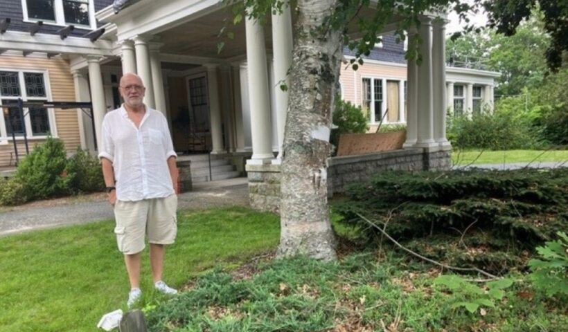 Skip Shea stands outside a building that was once the House of Affirmation, a Whitinsville, Massachusetts, treatment center for pedophile priests. It was run by the Diocese of Worcester. In 1974, when he was 14, he mowed the lawn here and was abused inside the building by clergy. Shea is calling on the Massachusetts attorney general to publish an investigation it started at least two years ago, into clergy sexual abuse of minors that he and others say occurred at the House of Affirmation and in other parts of the diocese. Nancy Eve Cohen / NEPM