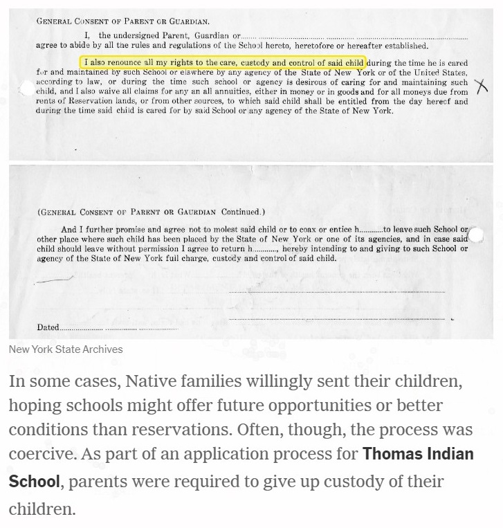 Introduction to War Against the Children: Thomas Indian School form to relinquish custody of children