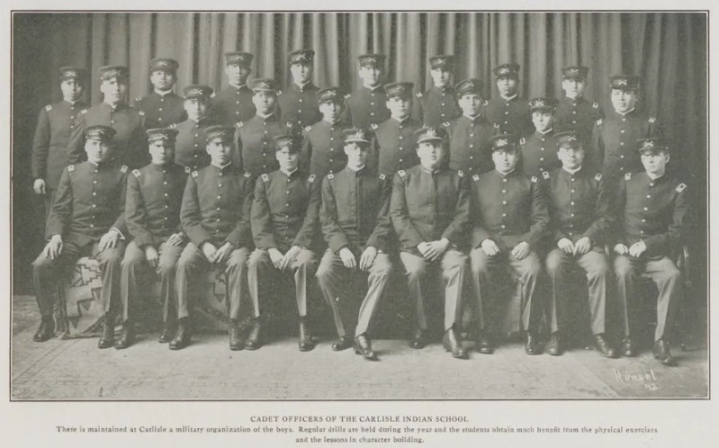 Cadet officers at the Carlisle Indian Industrial School. Dickinson College Archives and Special Collections