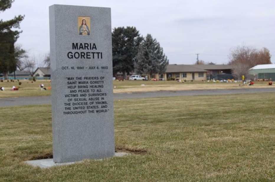 The monument for clergy sex abuse victims, which also honors St. Maria Goretti, is seen Nov. 27, 2023, at Calvary Cemetery in Yakima. Joel Donofrio, Yakima Herald-Republic