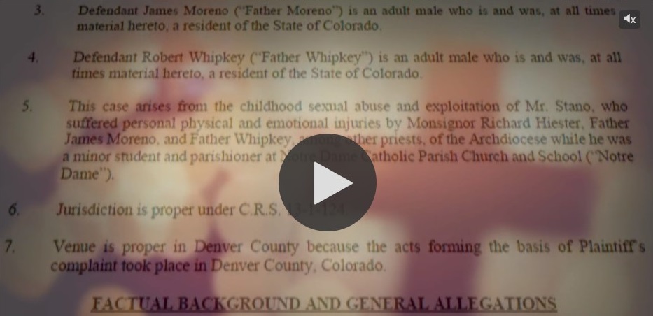 Michael Stano v. Archdiocese of Denver, James Moreno, and Robert Whipkey, excerpt 2.