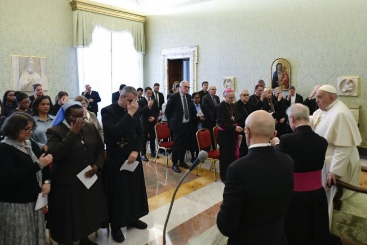 Pope Francis joins the Pontifical Commission for the Protection of Minors in prayer at the Vatican on March 7, 2024. | Credit: Vatican Media