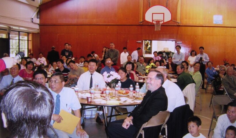 Fr. Jim Chevedden on October 18, 2003 at St. Joseph’s church in Fremont, California, with parishioners celebrating his 25 years in the priesthood.