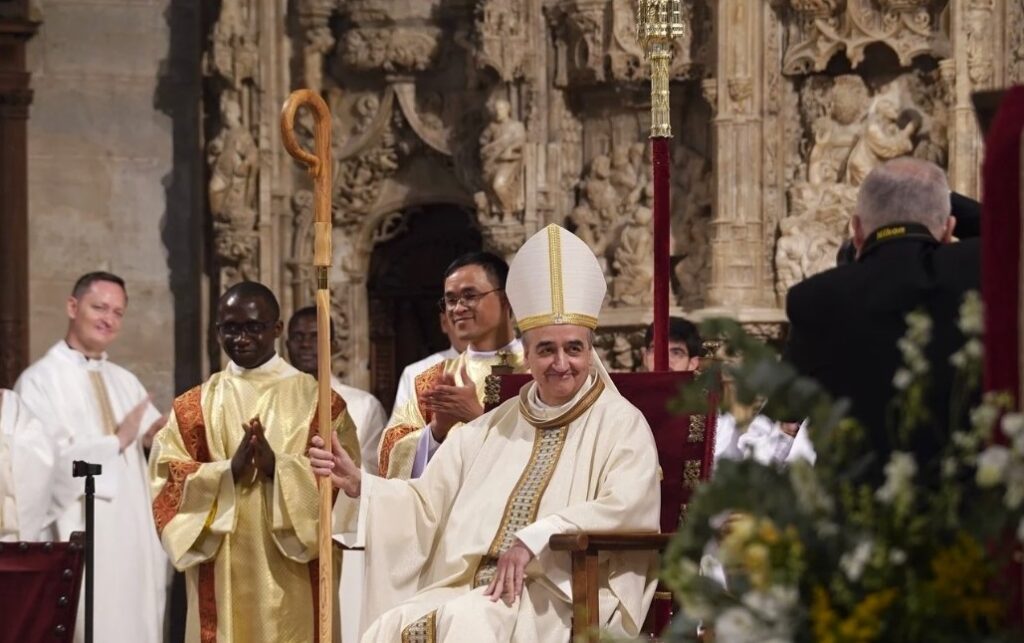 Aguado Cuesta during his inaugural Mass as bishop of Huesca-Jaca, June 2025. Cortes of Aragón social media