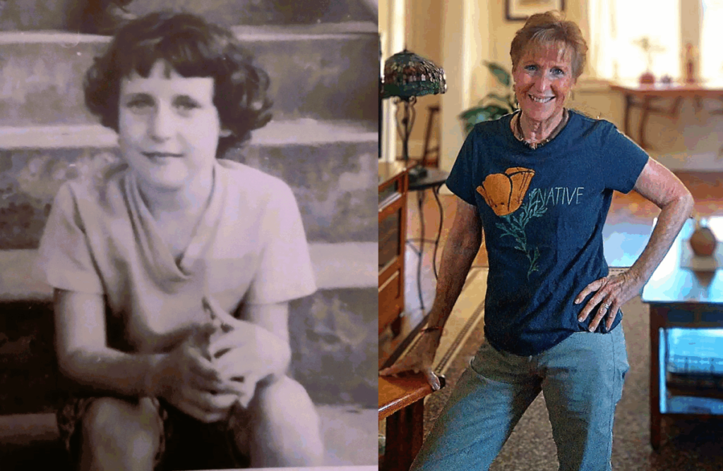 L-R: A picture of Barbara Jo Gilliland on a staircase when she was at Hillcrest and her picture as an adult shot recently in the US. She shared these pictures with FIJ.