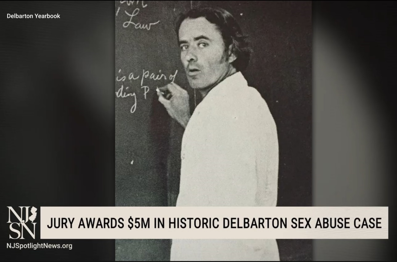 Richard Lott OSB in a screen image, from a Delbarton School yearbook.
