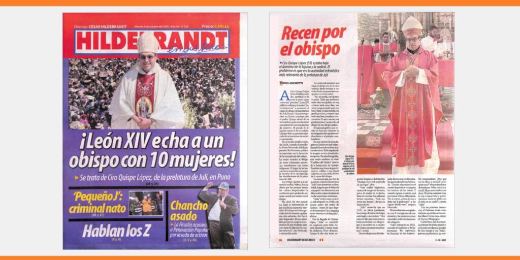 The front page of the issue published by Hildebrandt on October 3, 2025 telling the story of Quispe's 10 sexual partners.