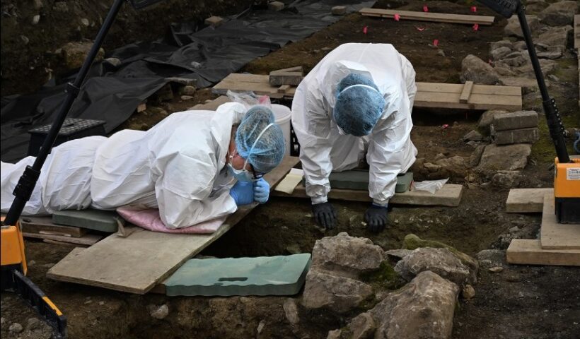 Forensic excavation underway inside Tent 2, Tuam Mother and Baby Institution. Credit ODAIT.