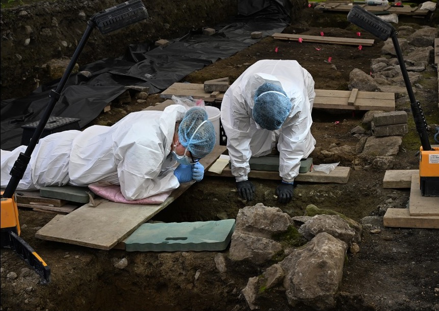 Forensic excavation underway inside Tent 2, Tuam Mother and Baby Institution. Credit ODAIT.