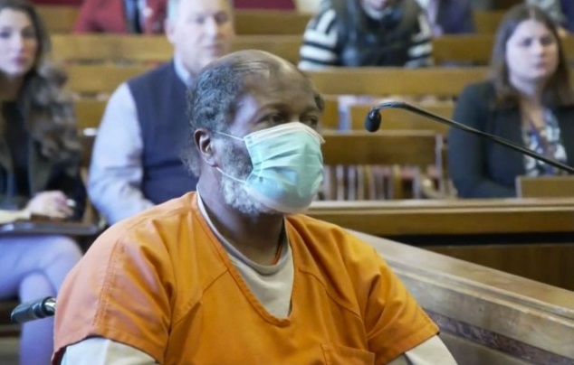 Conrad Mainwaring in a Massachusetts courtroom in 2024 where he was sentenced to 11 years in prison for abusing young boys at a summer camp in the Berkshires decades earlier. (YouTube)