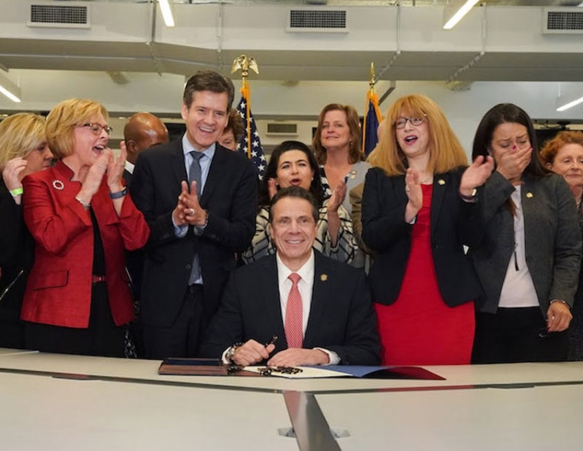 Survivors of child sexual abuse were in attendance when Gov Andrew Cuomo signed the Child Victims Act into law on Feb. 14, 2019, in the newsroom of the New York Daily News. (Governor’s Office)